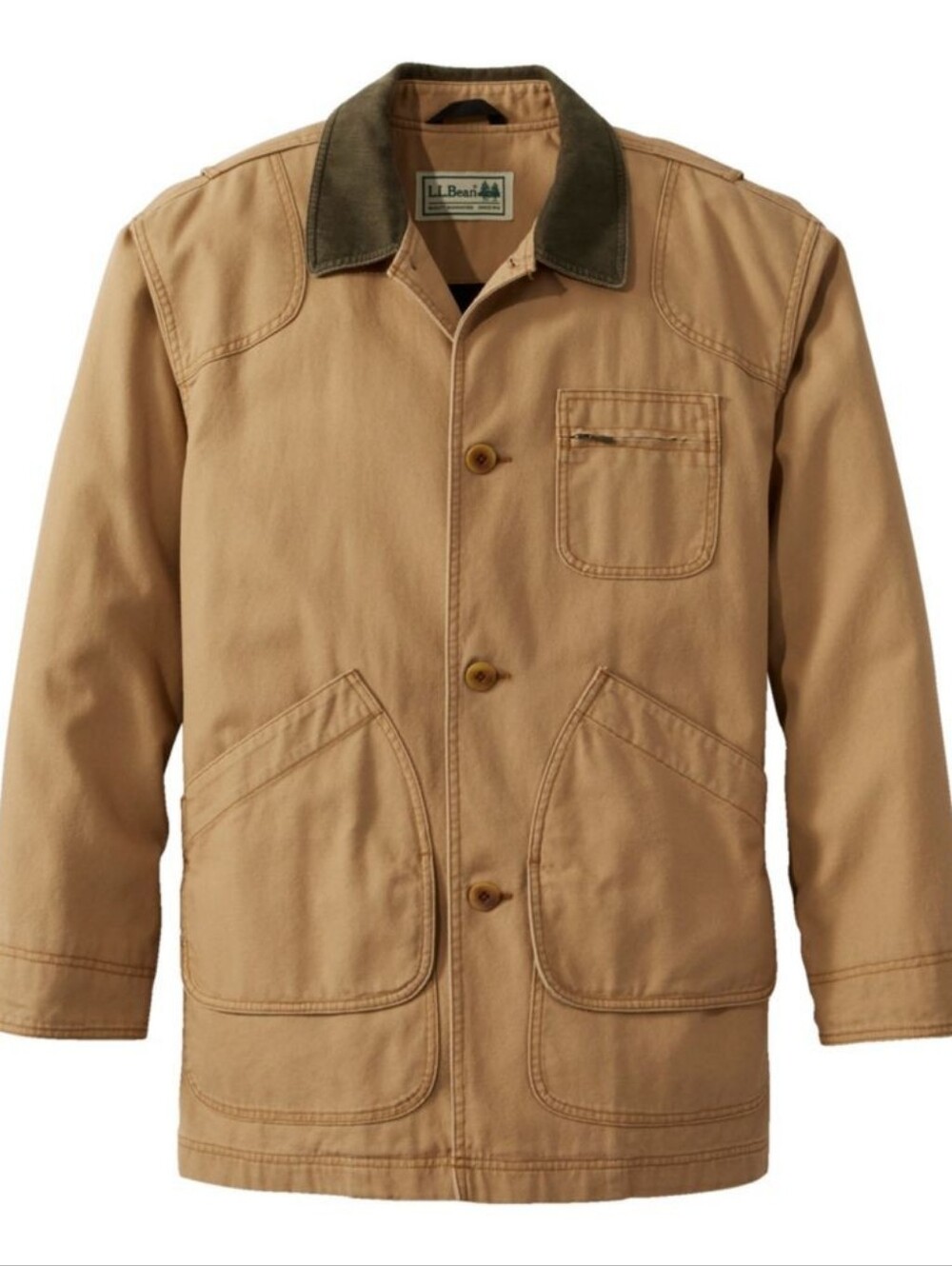 L.L. Bean Men’s Tan Canvas Field Jacket with Dark Collar Size XXL TALL